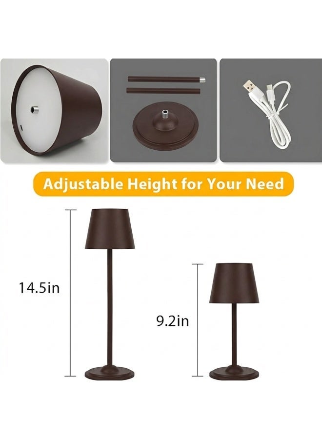 zentora LED Cordless Table Lamp, Rechargeable Brown Desk lamp 5000mAh Battery Operated Table Light 3 Color Dimming Metal Shell Touch Lamps for Bedrooms Restaurant Bedroom Bars (Brown) - Image 4
