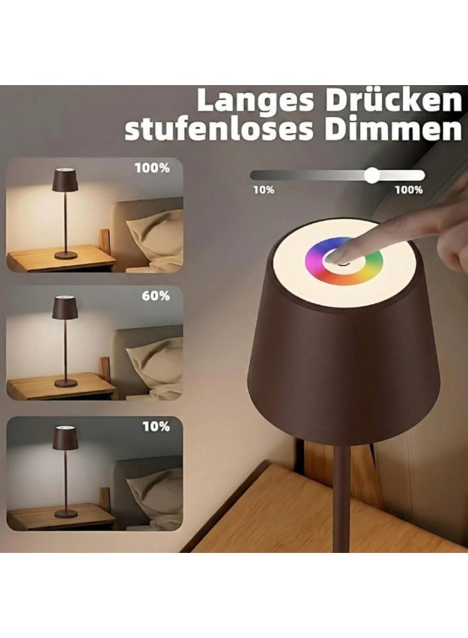 zentora LED Cordless Table Lamp, Rechargeable Brown Desk lamp 5000mAh Battery Operated Table Light 3 Color Dimming Metal Shell Touch Lamps for Bedrooms Restaurant Bedroom Bars (Brown) - Image 3
