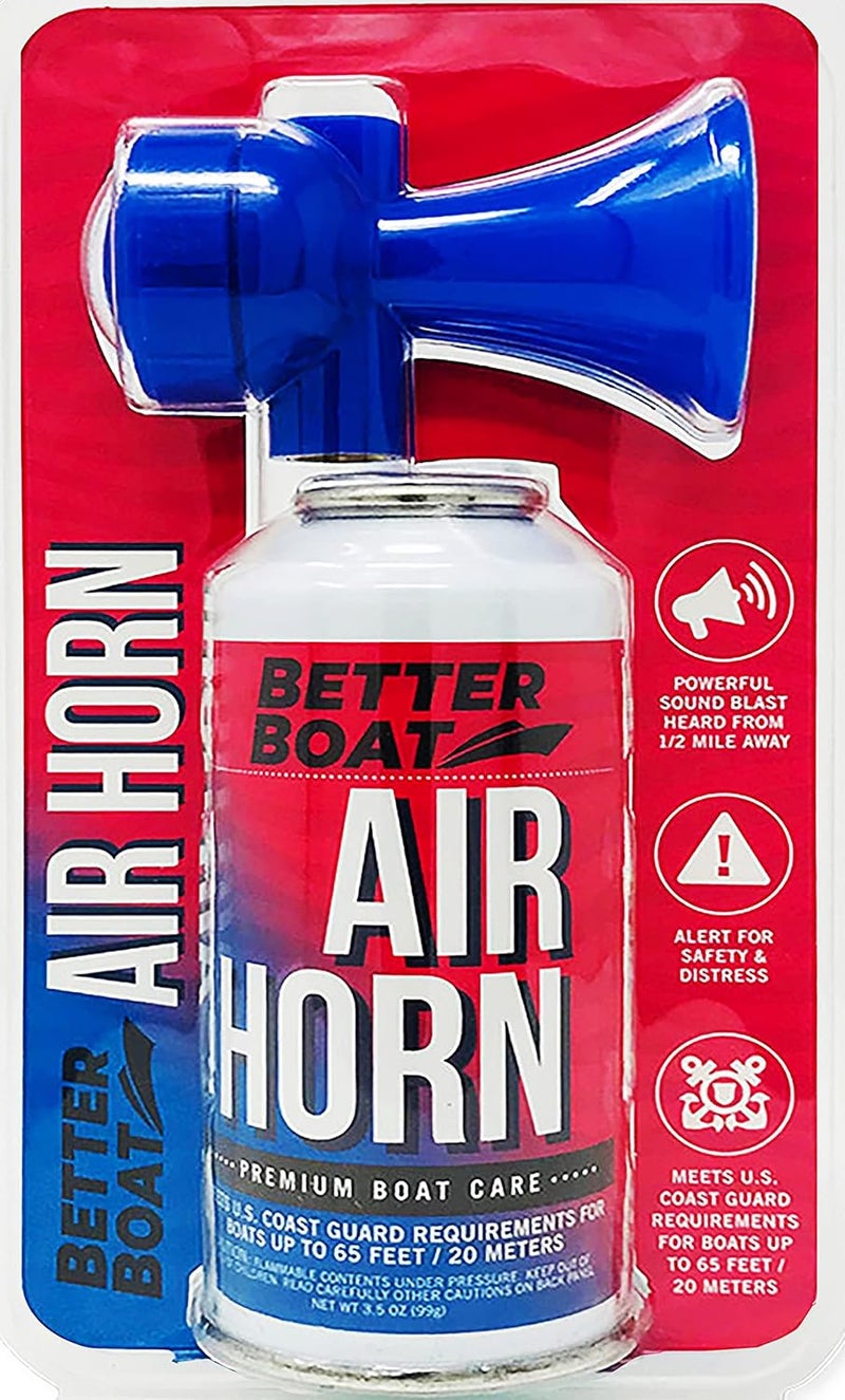 Better Boat Large 3.5oz Marine Safety Air Horn, Very Loud Handheld Fog Horn, Compressed Can 3.5oz for Boating and Walking Safety - Image 1