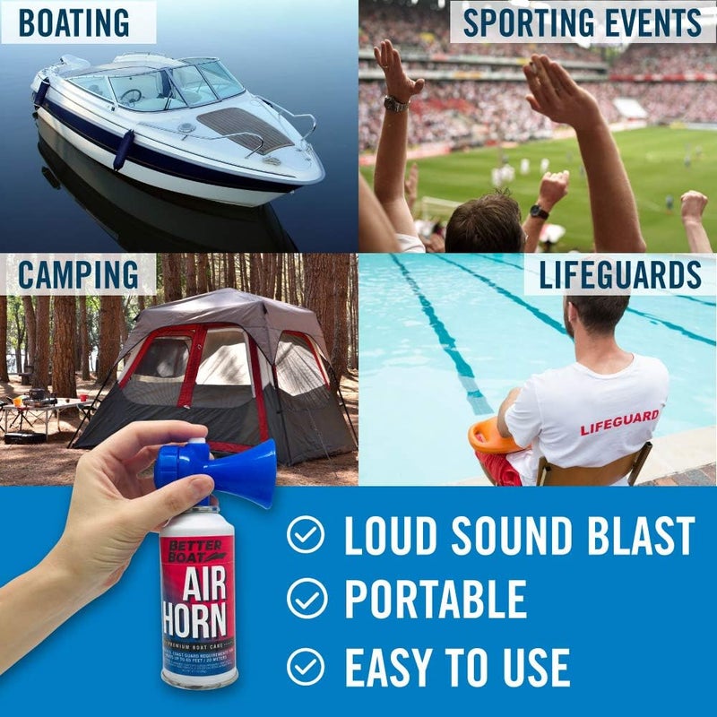 Better Boat Large 3.5oz Marine Safety Air Horn, Very Loud Handheld Fog Horn, Compressed Can 3.5oz for Boating and Walking Safety - Image 2