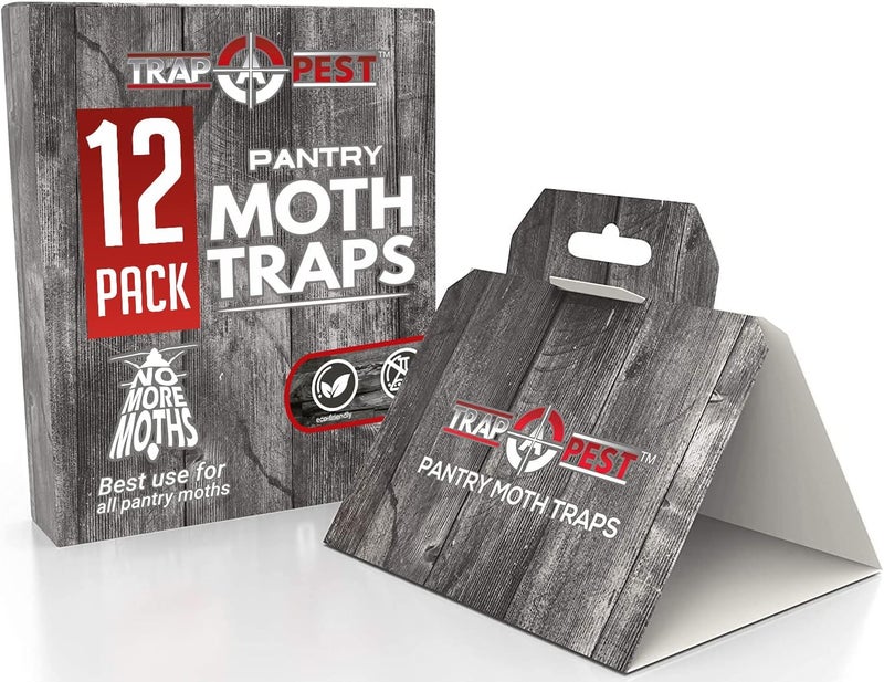 Trap a Pest 12 Pack Pantry Moth Traps - Safe and Effective for Food and Cupboard - Glue Traps with Pheromones for Pantry Moths - - Image 1