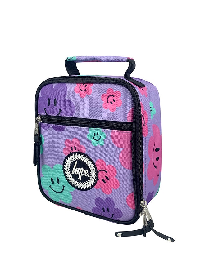 Hype Lunch Bag Insulated Purple Happy Flowers - Image 1