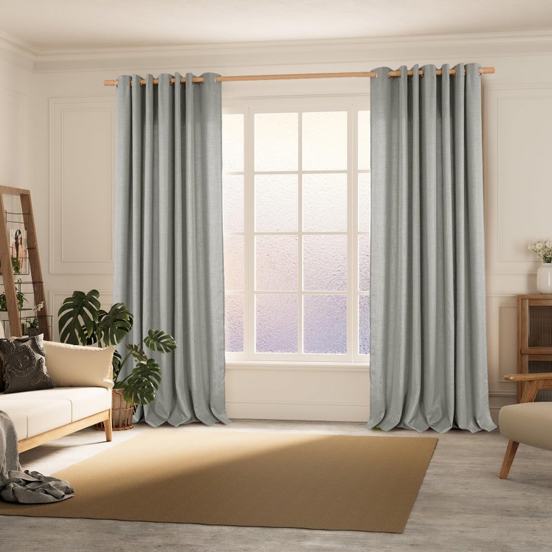 BGment بجلات فوكس الستائر الكتان 95 بوصة مجموعة طويلة من لوحين غرفة المعيشة ستائر طويلة الخيش مرفق ضوء سميك تصفية الخصوص - Image 2