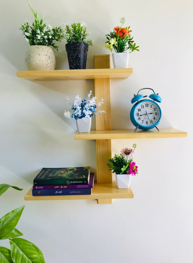 3 decorative shelves made of high-quality natural musky wood, insulated with more than one layer of service and transparent paint to preserve the quality, beauty and color of the natural wood.  - Image 1