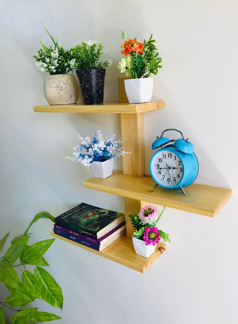 3 decorative shelves made of high-quality natural musky wood, insulated with more than one layer of service and transparent paint to preserve the quality, beauty and color of the natural wood.  - Image 2