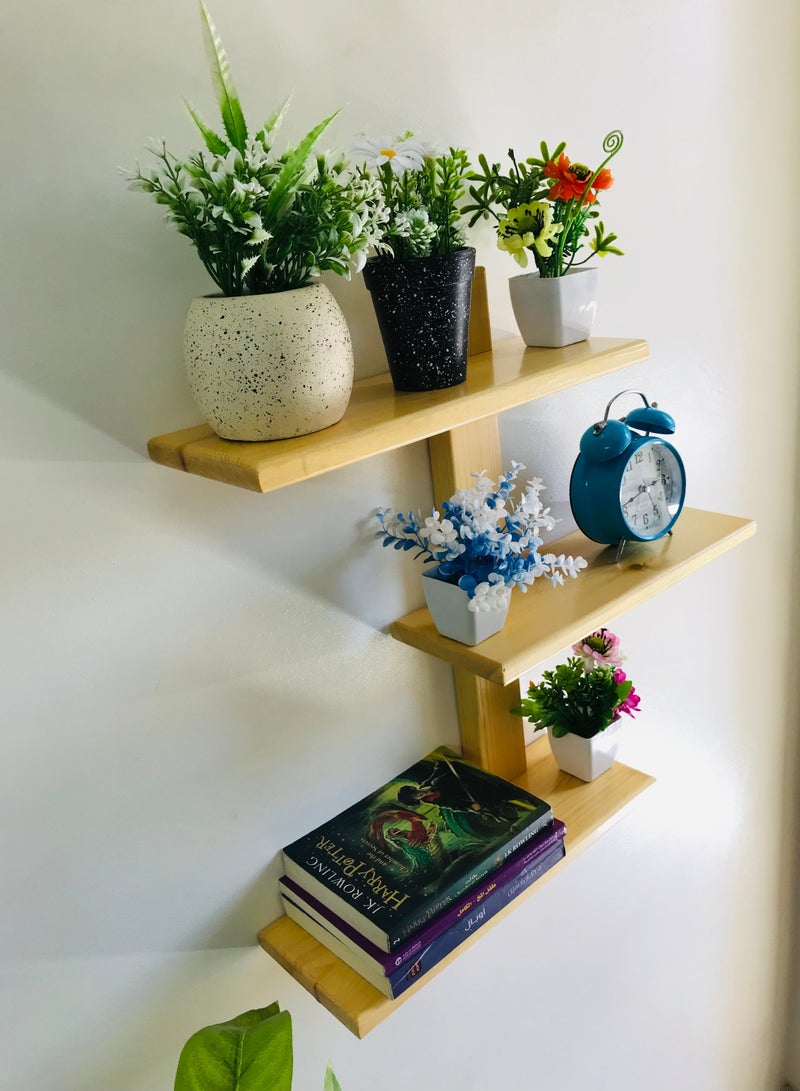 3 decorative shelves made of high-quality natural musky wood, insulated with more than one layer of service and transparent paint to preserve the quality, beauty and color of the natural wood.  - Image 3