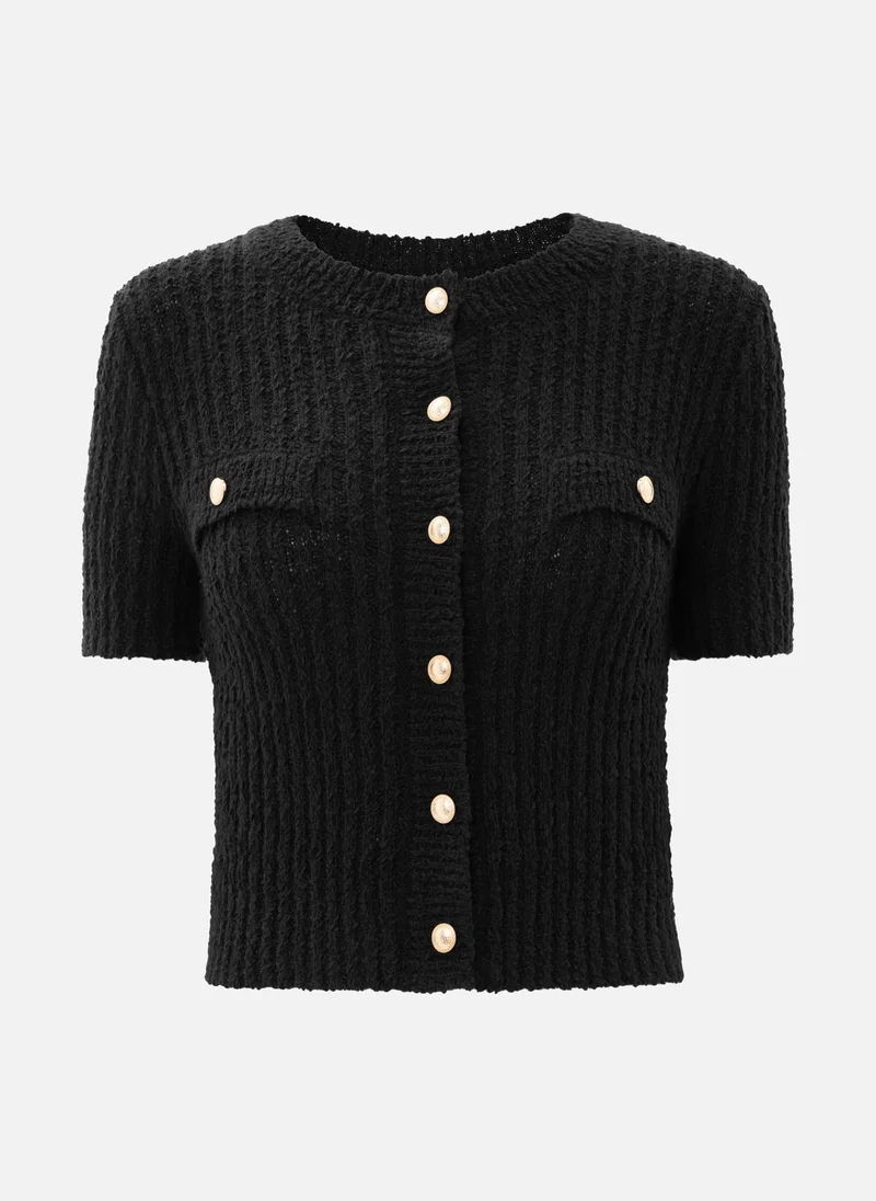 Lichi Jersey cardigan with short sleeves and large buttons