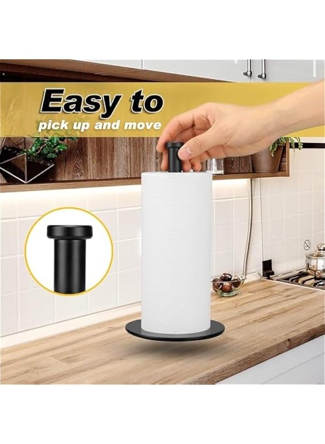 بيوينتي حامل مناشف ورقية من تراسل، منظم حامل لفافات المطبخ، حامل مناشف ورقية فاخر من الستانلس ستيل لحامل لفافات المطبخ، حامل مناشف ورقية ثابت لسطح الطاولة مع قاعدة ثقيلة (اسود) - Image 4