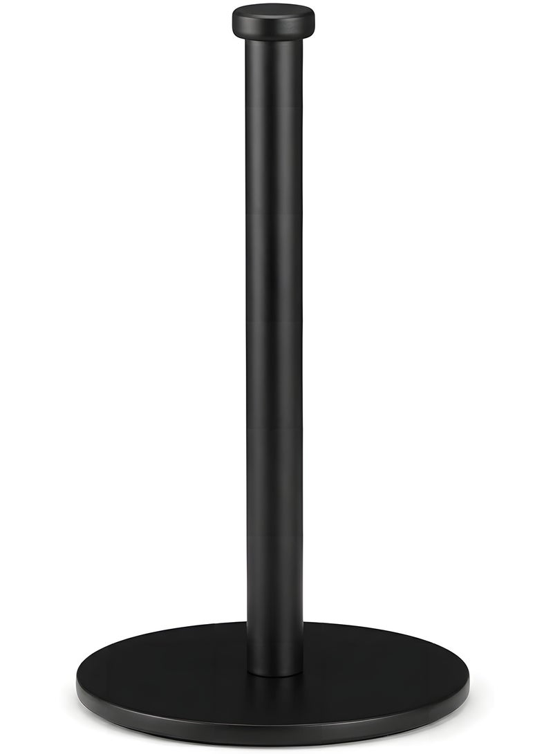 بيوينتي حامل مناشف ورقية من تراسل، منظم حامل لفافات المطبخ، حامل مناشف ورقية فاخر من الستانلس ستيل لحامل لفافات المطبخ، حامل مناشف ورقية ثابت لسطح الطاولة مع قاعدة ثقيلة (اسود) - Image 1