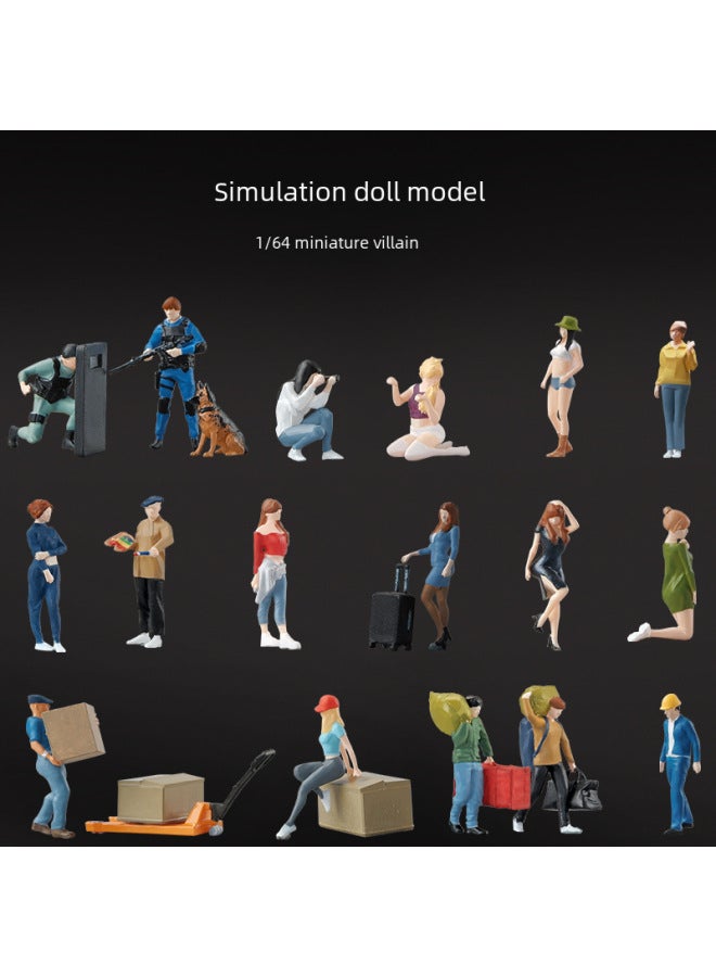 1/64 Scale Miniature Doll Model Toy Handheld Figurine Decorative Scene Prop Sandbox Companion Character-Color:Explosion Proof Shield Special Police-Green  - Image 2