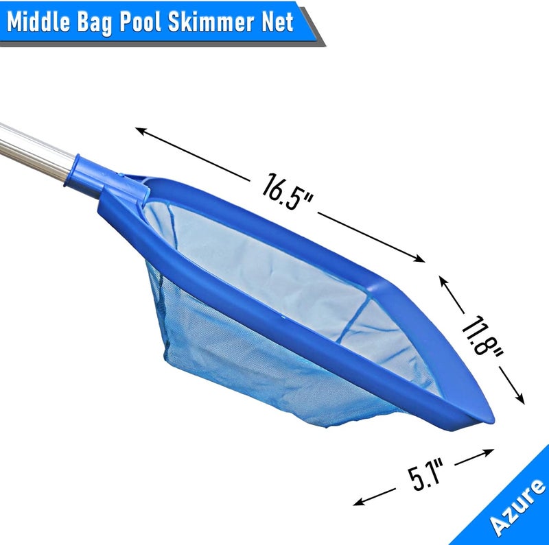 Poolvio Swimming Pool Leaf Skimmer Net, with 5 Sections Telescopic Aluminum Pole & Nylon Medium Fine Mesh Pool Net, Pool Cleaning Tool for Removing Leaves & Debris - Image 5