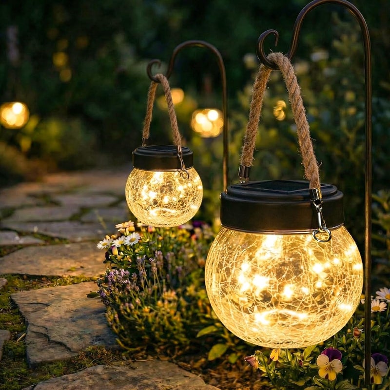 ROSHWEY 6 عبوات حجم متوسط فوانيس شمسية هدايا للنساء - فوانيس شمسية خارجية مقاومة للماء مع 15 LED، أضواء معلقة للحديقة والفناء والفناء الخلفي، أضواء ديكور لعيد الهالوين وعيد الميلاد وعيد الفصح هدية - Image 1