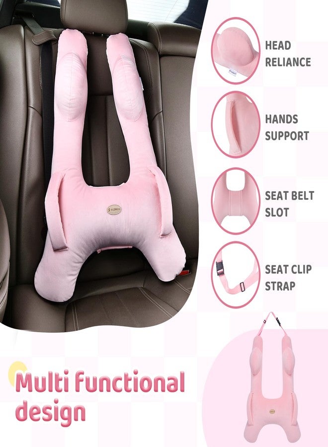 FLORICH Kids Travel Pillow, Car Sleeping Travel Pillow for Kids, Washable H-Shaped Pillow for Adults and Children to Support Head and Body for Road Trips Pillow for Car (Pink) - Image 4