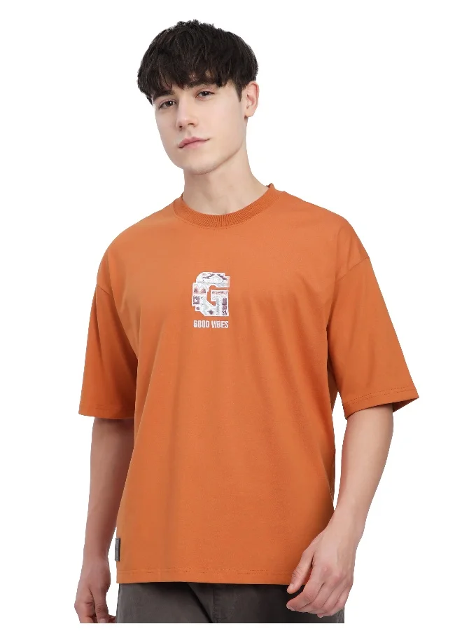 Beyoung Maple Orange Chest Patch Oversized T-Shirt