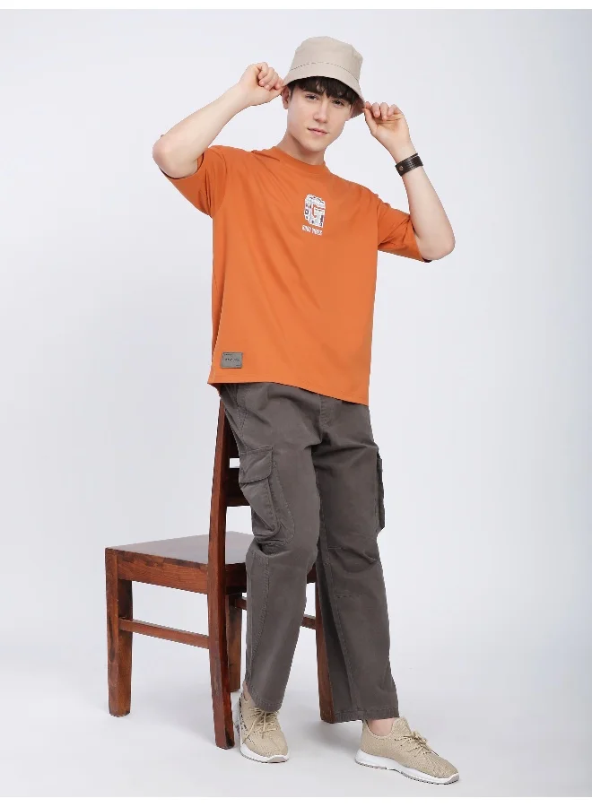 Beyoung Maple Orange Chest Patch Oversized T-Shirt