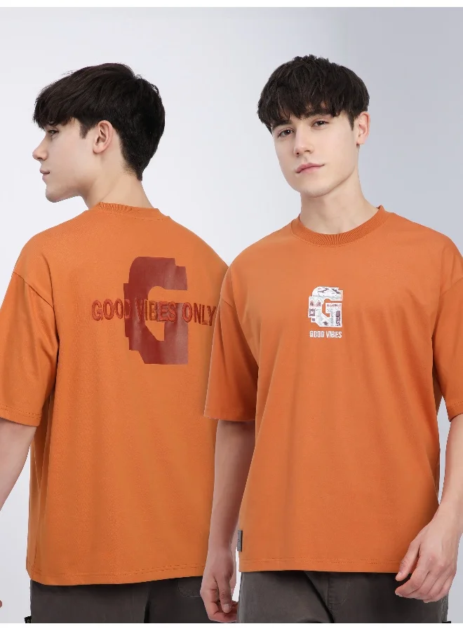 Beyoung Maple Orange Chest Patch Oversized T-Shirt