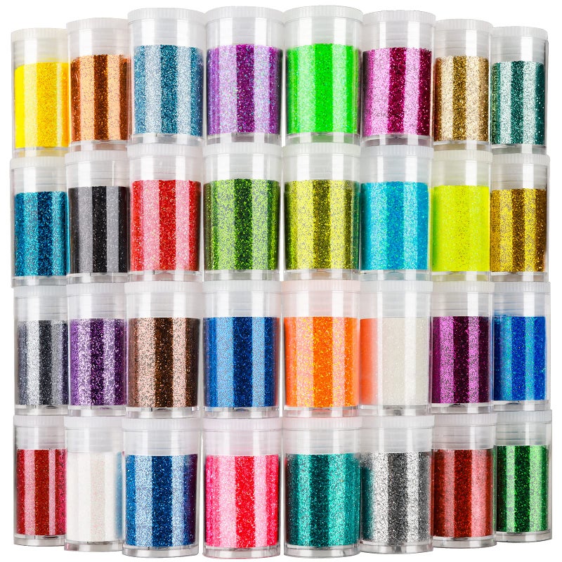 LEOBRO Glitter, Fine Glitter for Resin, Set of 32 Colors, for Nail Body Tumbler Arts and Crafts - Image 1