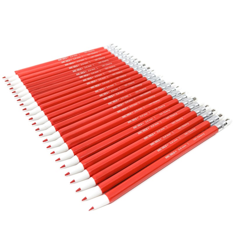 June Gold 24 Red 2.0 mm Mechanical Pencils with Red Color Leads, Bold Thickness, Built in Rear Sharpener (Cherry #101) - Image 2