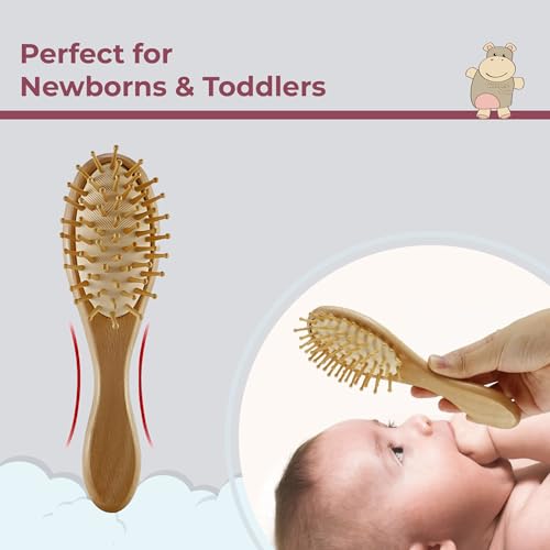 TONY STARK Wooden Hair Brush with Wooden Bristles | Toddler Paddle Detangling Brush for Kids | Suitable for Wet & Dry Hair - Image 5
