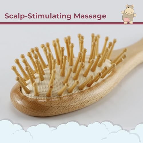 TONY STARK Wooden Hair Brush with Wooden Bristles | Toddler Paddle Detangling Brush for Kids | Suitable for Wet & Dry Hair - Image 4