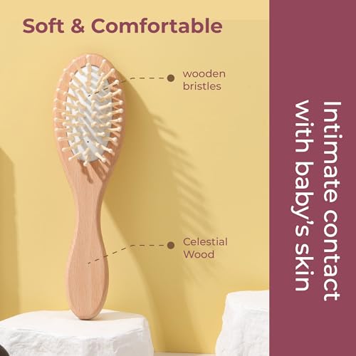 TONY STARK Wooden Hair Brush with Wooden Bristles | Toddler Paddle Detangling Brush for Kids | Suitable for Wet & Dry Hair - Image 3