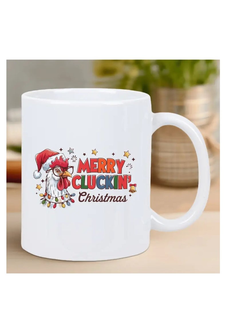 RYN pc Merry Cluckin' Christmas Ceramic Coffee Mug - Festive Rooster Design, Insulated, Reusable, Hand-Wash Only - Ideal Gift for Coffee Enthusiasts, Men & Women - Image 2