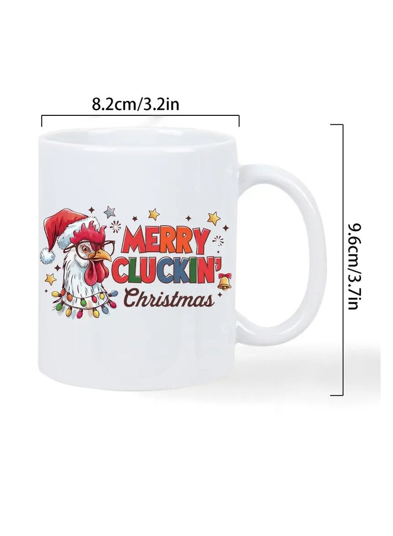 RYN pc Merry Cluckin' Christmas Ceramic Coffee Mug - Festive Rooster Design, Insulated, Reusable, Hand-Wash Only - Ideal Gift for Coffee Enthusiasts, Men & Women - Image 3