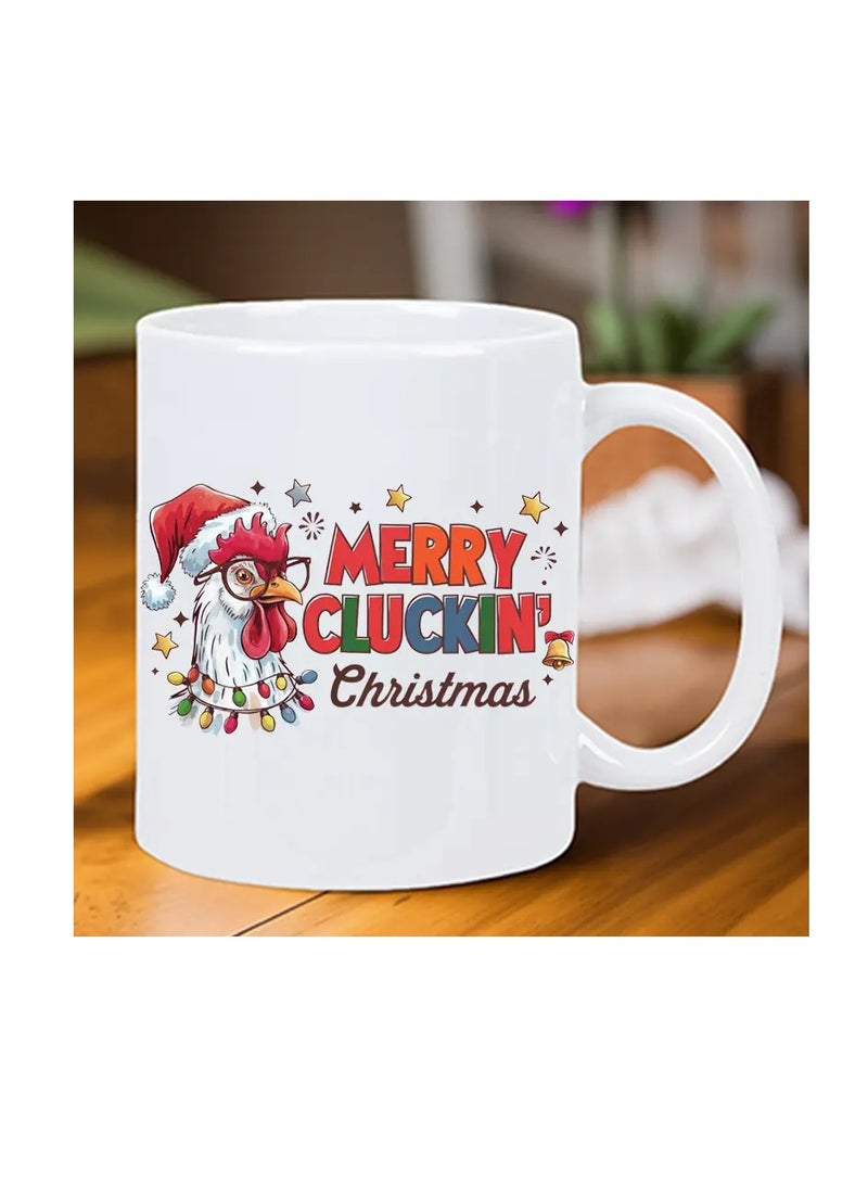 RYN pc Merry Cluckin' Christmas Ceramic Coffee Mug - Festive Rooster Design, Insulated, Reusable, Hand-Wash Only - Ideal Gift for Coffee Enthusiasts, Men & Women - Image 4