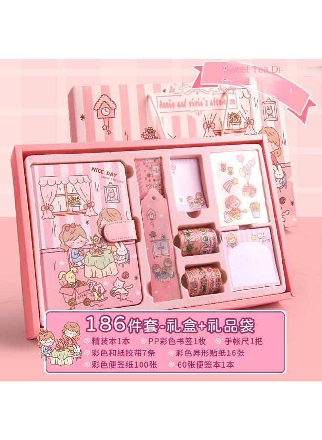 Bluejw Hand Account Book Gift Box Suit Girl's Heart Diary Primary School Gift Children's Stationery Girl's Full Set Of Tools Material Hand - Image 1