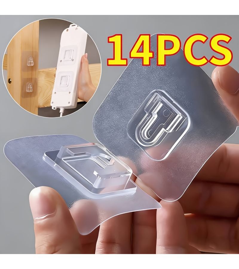 14 Pcs Adhesive Wall Hooks No Drill Easy Install for Kitchen Bathroom Office - Image 1