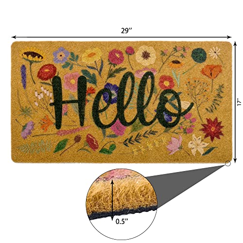 Eohak Spring Welcome Door Mat With Non-Slip Backing - Flower Seasonal Farmhouse Decoration 17 x 29 Inch - Image 3