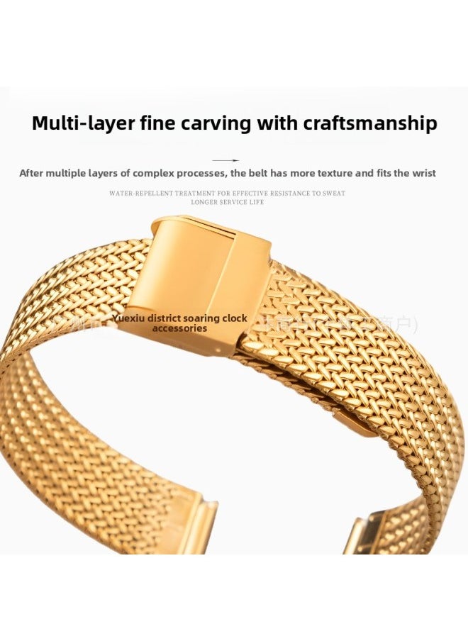 Generic - For Samsung For Apple Watch With Metal Herringbone Mesh Bracelet Milanese Stainless Steel Strap Iwatch Strap-Color:Black [herringbone Mesh Belt]-Specification:Interface Width 14mm - Image 1