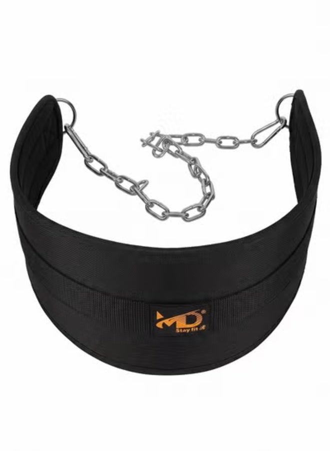 MD Stay Fit Weight Lifting Dip Belt With Heavy Duty Steel Chain For Pull Ups And Dips Black Gym Fitness Strength Training Equipment - Image 2