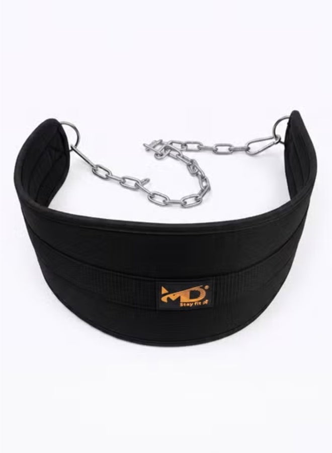 MD Stay Fit Weight Lifting Dip Belt With Heavy Duty Steel Chain For Pull Ups And Dips Black Gym Fitness Strength Training Equipment - Image 1