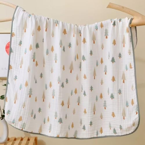 REPRECONF Pack of 2 Ultra Soft Cotton Muslin Baby Blanket Breathable Muslin Swaddle Blankets for Babies and Toddlers Boys Girls Newborn 43"X43" (Christmas Tree and Green) - Image 2