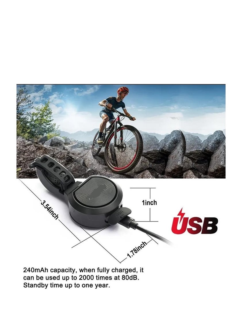 Y&D Super Electric Bike Horn, Adjustable 80-130dB Bicycle Bell, USB Rechargeable IPX6 Waterproof Easy Install Loud Alarm Ring for Mountain Road Scooters, Adults Kids Use - Image 2