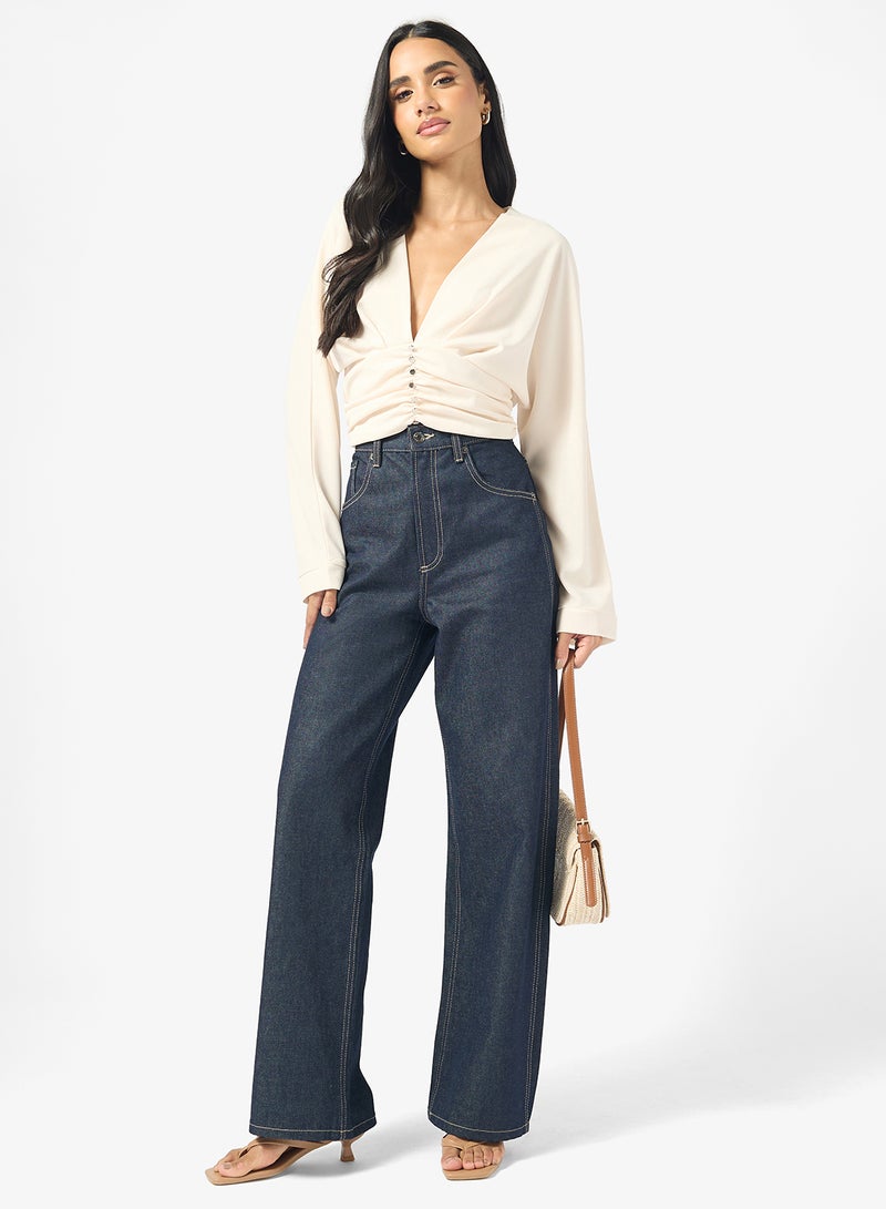 جينجر بلوزة بخصر بأزرار وكسرات - Image 4