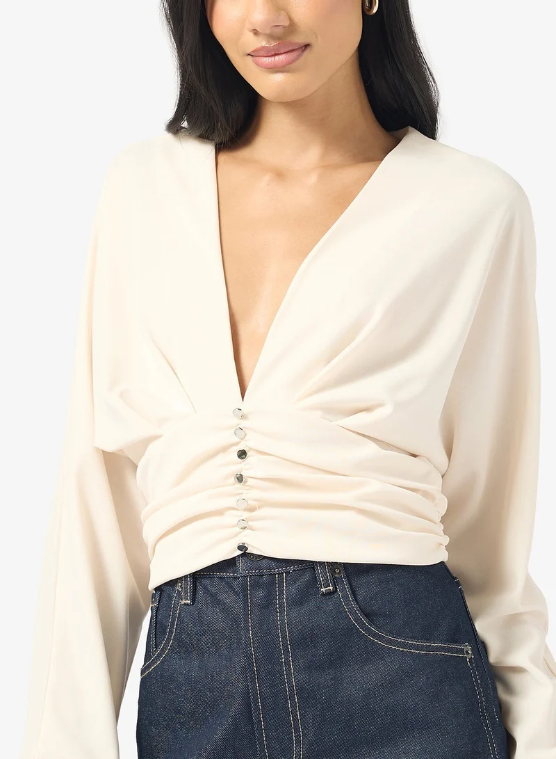 Ginger Ruched Button Up Waist Top