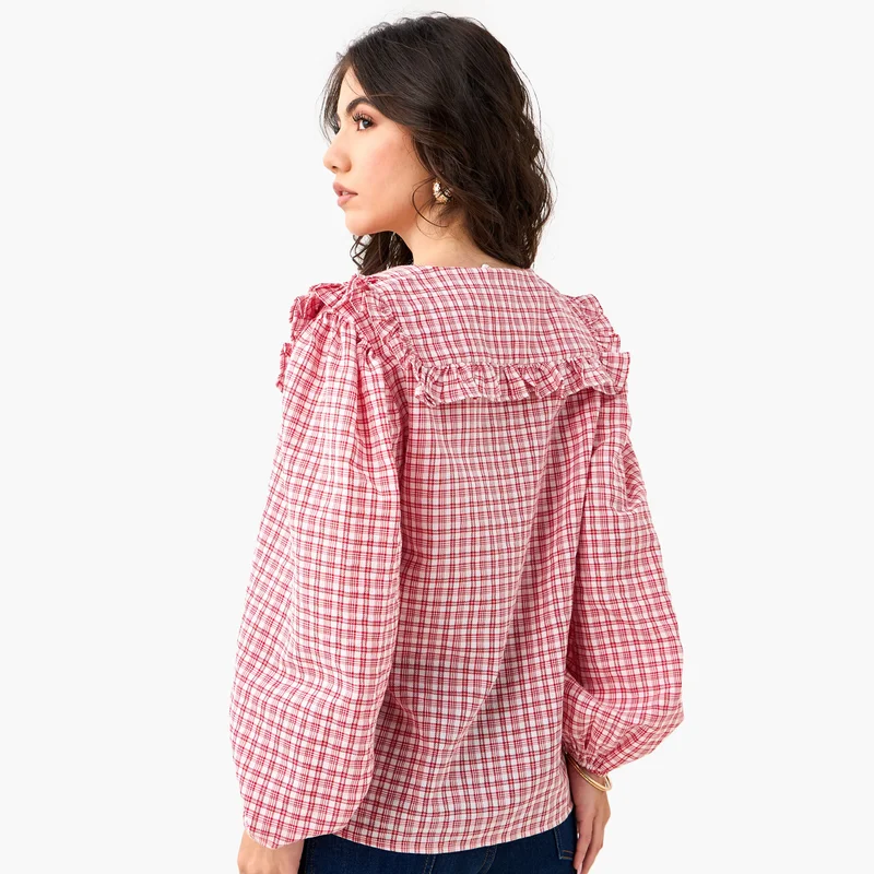 Lee Cooper Lee Cooper Checked and Embellished Top