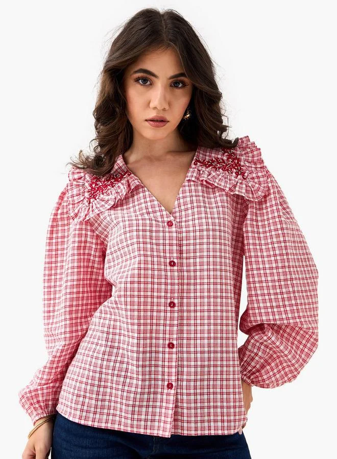 Lee Cooper Checked and Embellished Top