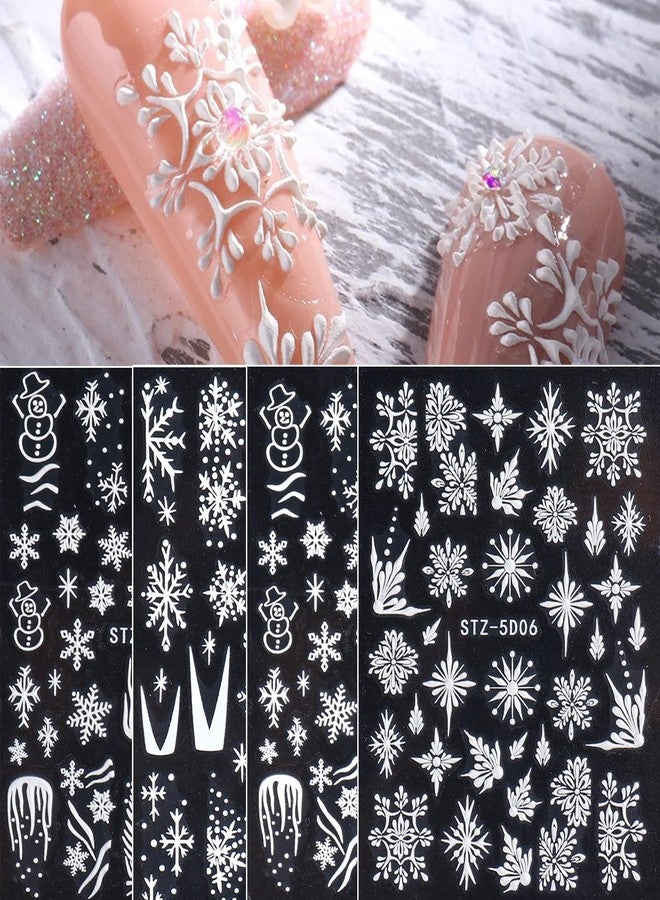 ZEYER Christmas Nail Art Sticker Decals 5D Hollow Exquisite Luxurious Christmas New Year Nail Art Supplies Design Winter Elk Nail Art Decoration Accessories DIY Acrylic Nail Art, 4 Sheet - Image 1