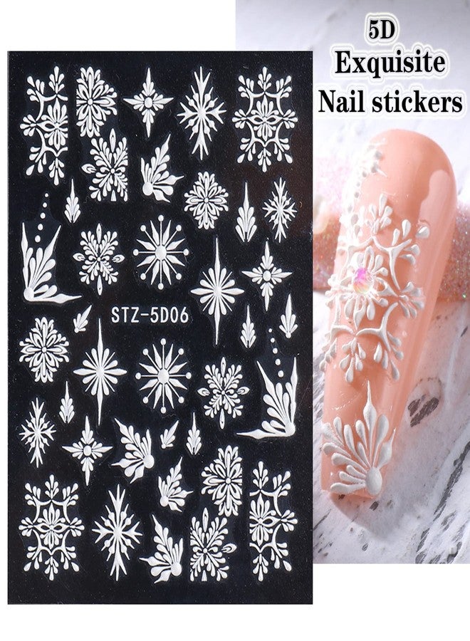 ZEYER Christmas Nail Art Sticker Decals 5D Hollow Exquisite Luxurious Christmas New Year Nail Art Supplies Design Winter Elk Nail Art Decoration Accessories DIY Acrylic Nail Art, 4 Sheet - Image 2