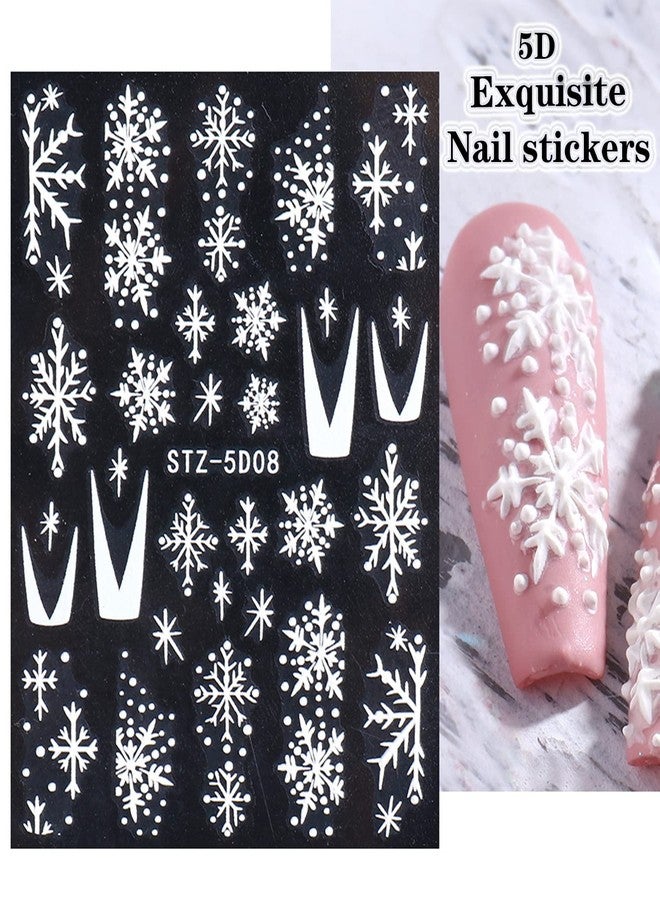 ZEYER Christmas Nail Art Sticker Decals 5D Hollow Exquisite Luxurious Christmas New Year Nail Art Supplies Design Winter Elk Nail Art Decoration Accessories DIY Acrylic Nail Art, 4 Sheet - Image 4