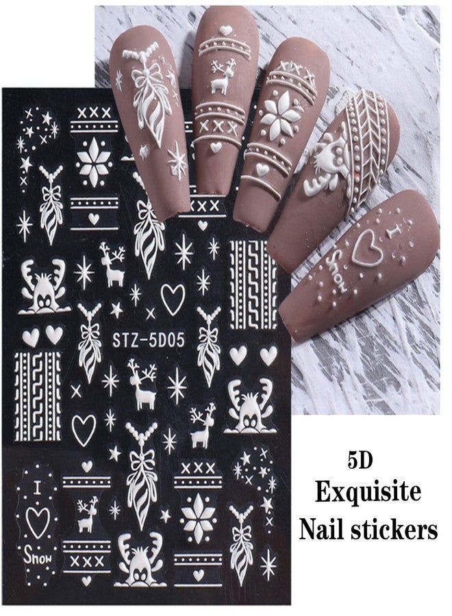 ZEYER Christmas Nail Art Sticker Decals 5D Hollow Exquisite Luxurious Christmas New Year Nail Art Supplies Design Winter Elk Nail Art Decoration Accessories DIY Acrylic Nail Art, 4 Sheet - Image 5