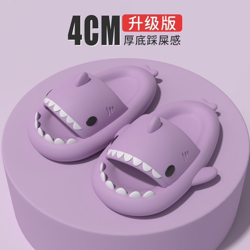 Chunky Sole Shark Couple Slippers Women's Squishy Sandals Men's Funny Indoor Outdoor Cute Cartoon Trendy Flip-Flops