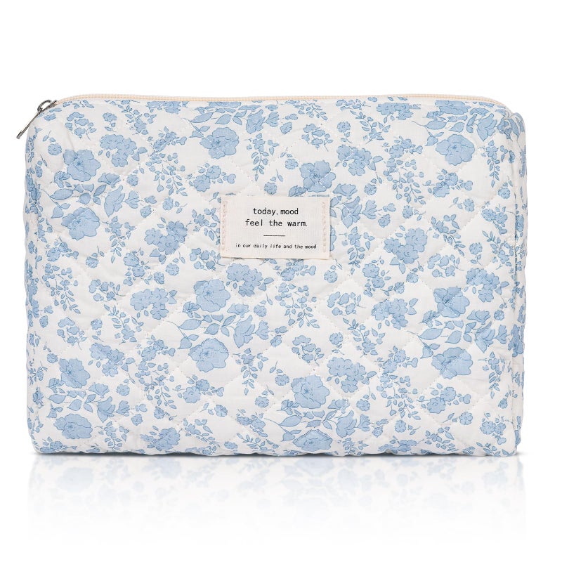honitty Makeup Pouch,Quilted Cosmetic Bags,Large Floral Make Up Organizer for Women - Image 1