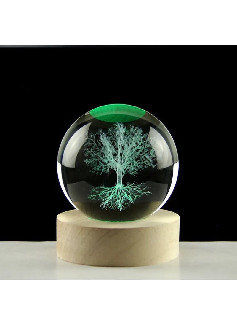 Hediye Sandalı Gift Boat Lucky Tree Design Wooden Base Lighted Glass Globe Large  - Image 1