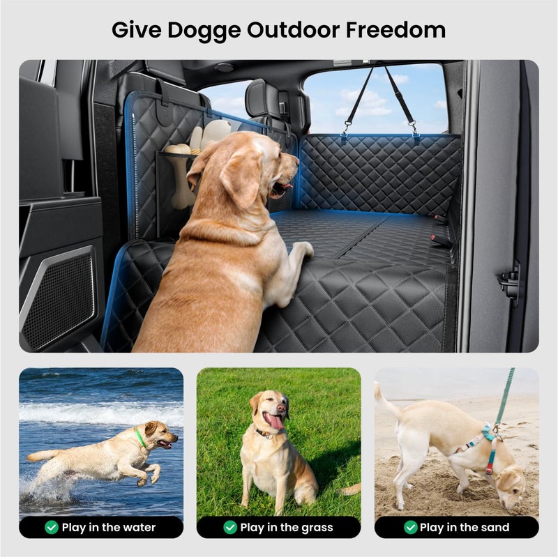 REEVAA Dog Truck Seat Cover for Back Seat, Hard Bottom Dog Hammock for Car, Pet Bed Extender for 2-4 Large Dogs, Waterproof Seat Protector, Universal XL Size Fits for Crew Cab Truck/SUV, Black - Image 5