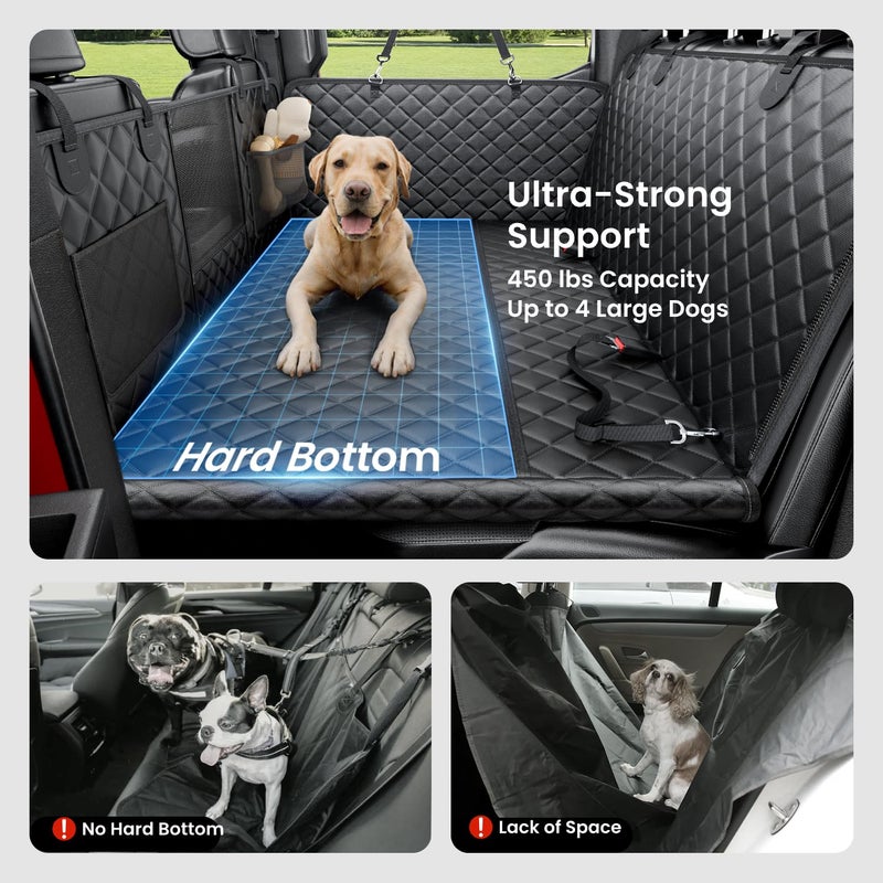 REEVAA Dog Truck Seat Cover for Back Seat, Hard Bottom Dog Hammock for Car, Pet Bed Extender for 2-4 Large Dogs, Waterproof Seat Protector, Universal XL Size Fits for Crew Cab Truck/SUV, Black - Image 2