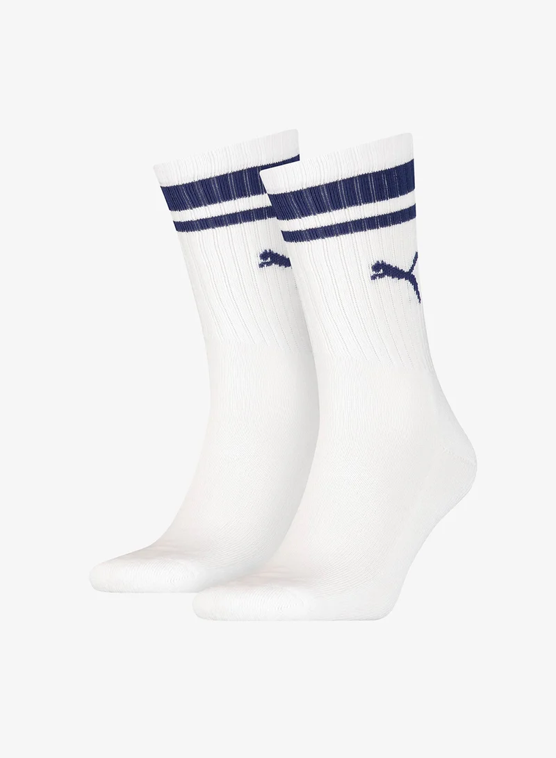PUMA 2 Pack Heritage Stripe Crew Socks